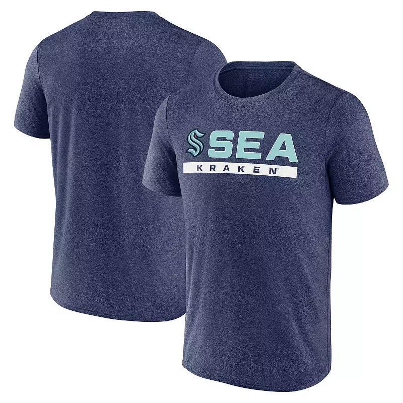 Men's Fanatics Branded Heather Deep Sea Blue Seattle Kraken Playmaker T-Shirt, Size: Medium, Krk Blue Product Image