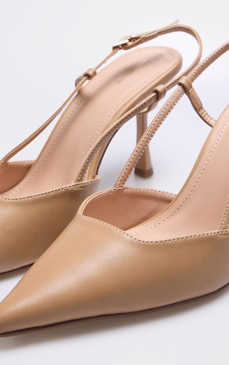 Wide Fit Camel PU Point Toe Court Heels Product Image