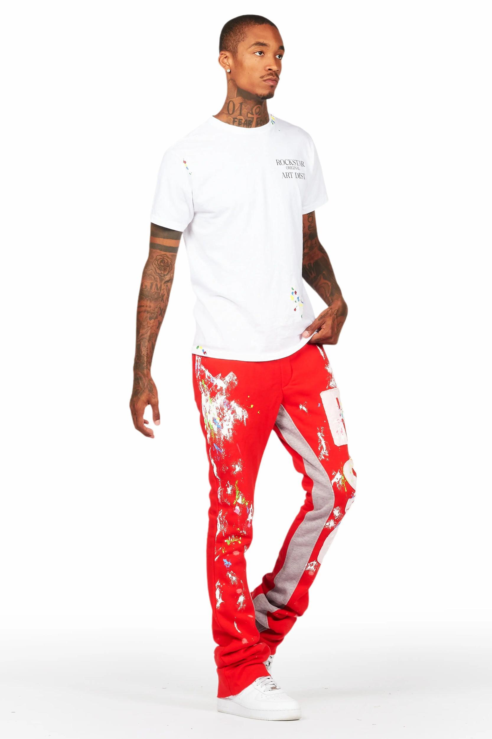 Washi Red Patchwork Stacked Flare Track Pant Male Product Image