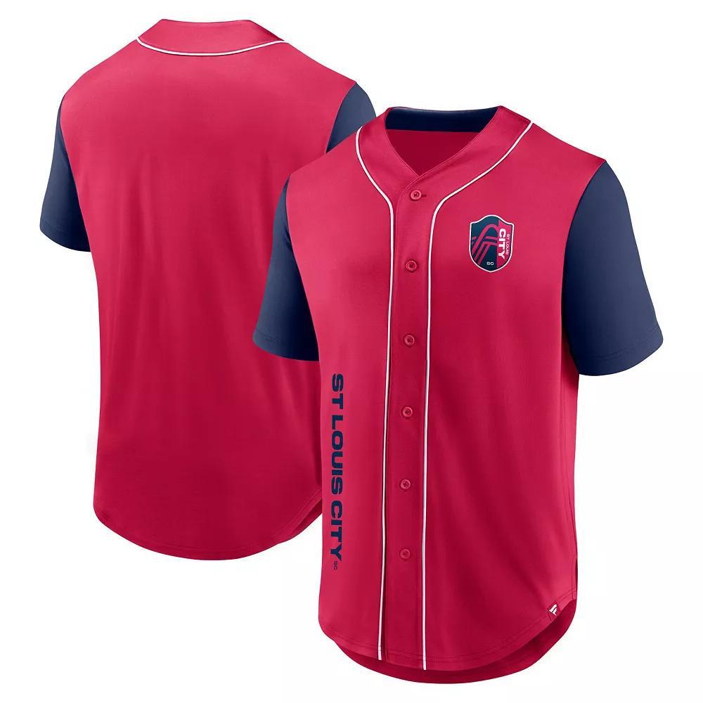 Men's Fanatics Red St. Louis City SC Balance Fashion Baseball Jersey, Size: 3XL, Slc Red Product Image