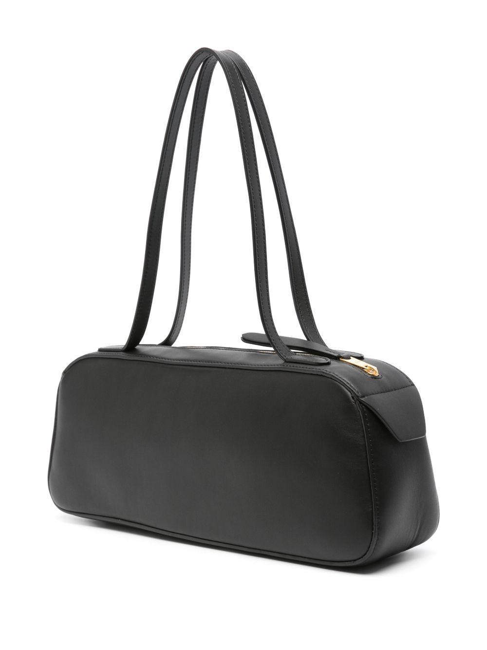 KHAITE Simona Crackle Patent Leather Shoulder Bag In Black Product Image