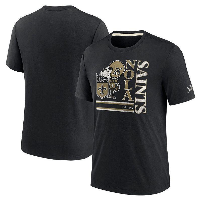 Men's Nike Black New Orleans Saints Wordmark Logo Tri-Blend T-Shirt, Size: Small Product Image