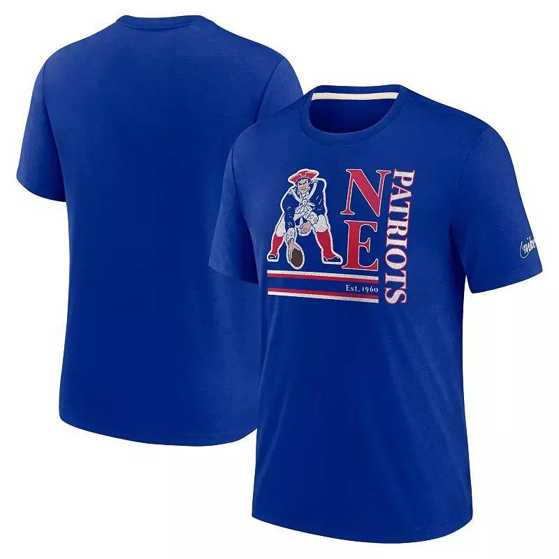 Men's Nike Royal New England Patriots Wordmark Logo Tri-Blend T-Shirt, Size: Medium, Blue Product Image