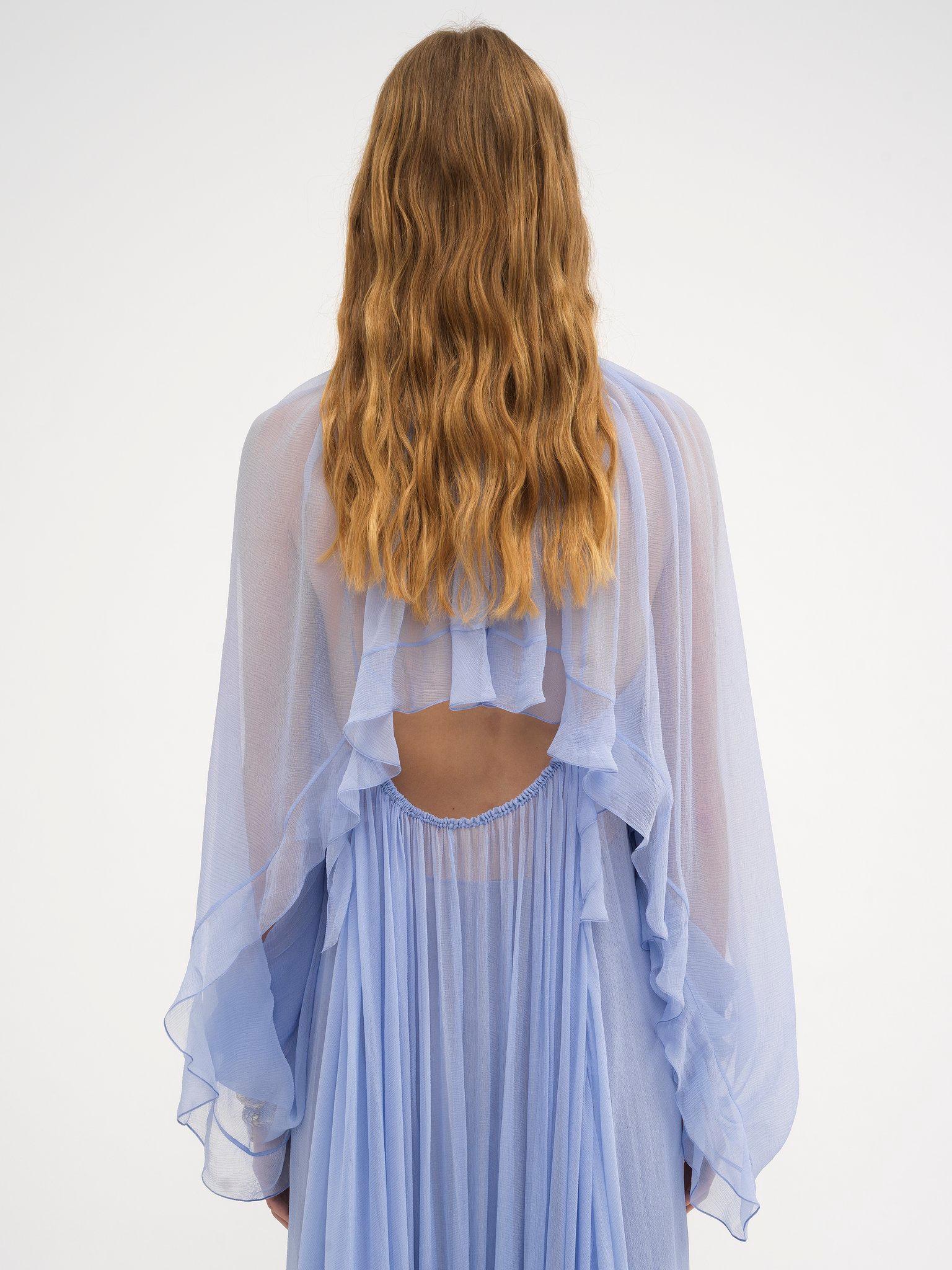 Long cape dress in silk mousseline Product Image