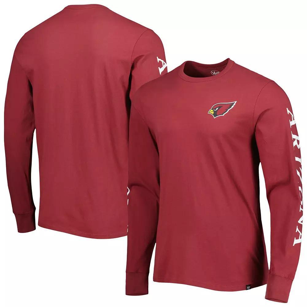 Men's '47 Cardinal Arizona Cardinals Triple Threat Franklin Long Sleeve T-Shirt, Size: Medium, Red Product Image