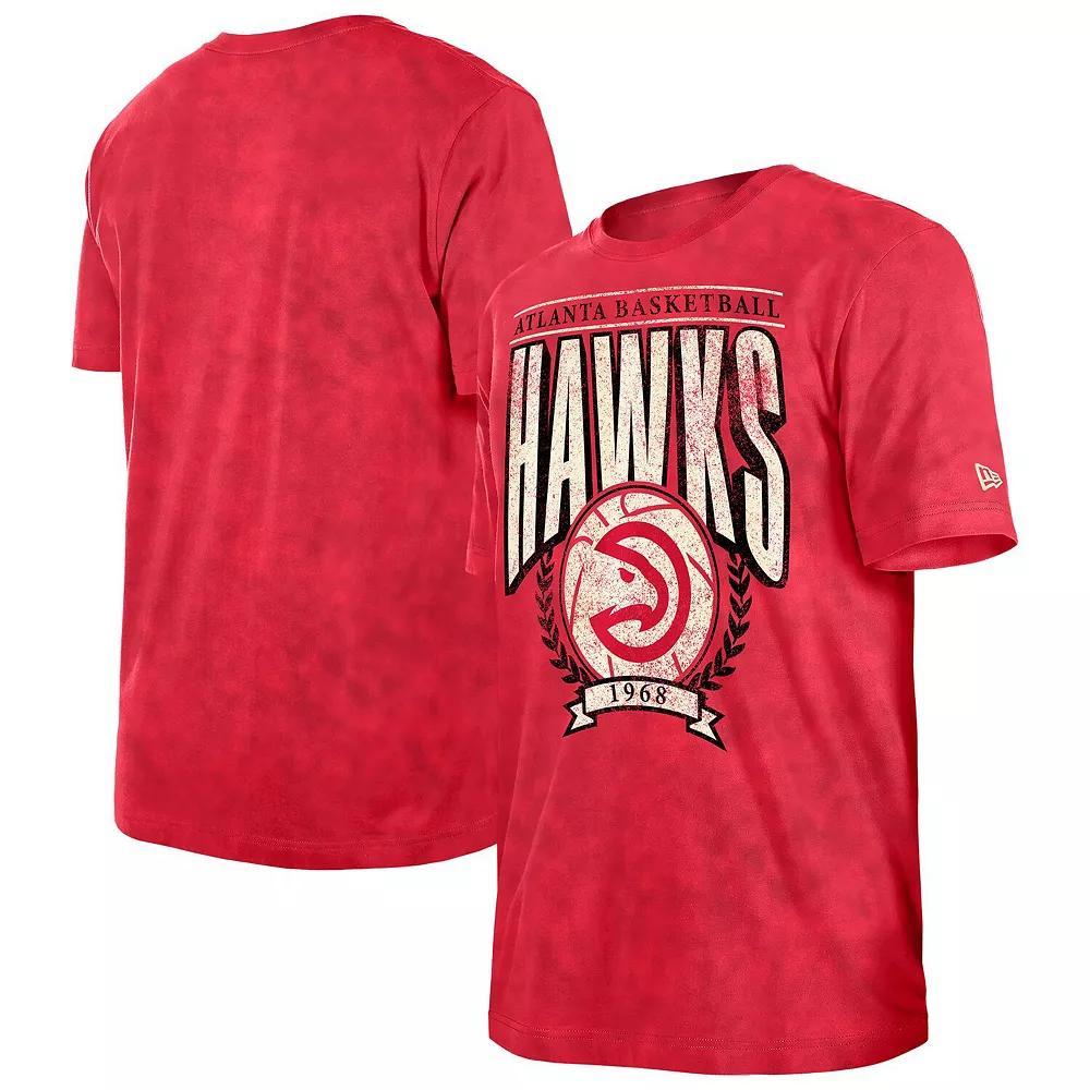 Men's New Era  Red Atlanta Hawks Hardwood Classics Oversized Boxy Mineral Wash T-Shirt, Size: 2XL Product Image