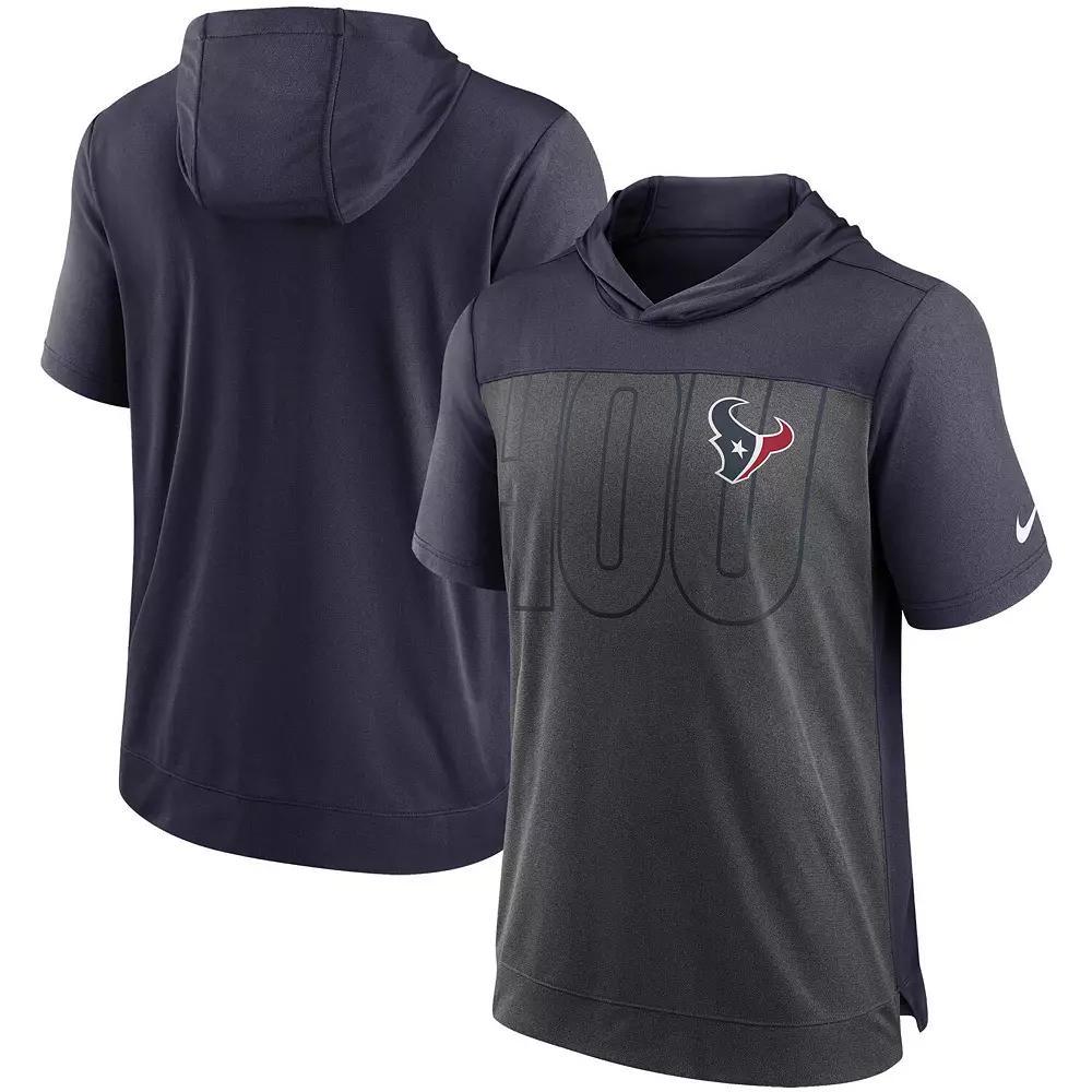 Mens Nike Heathered Charcoal/Navy Houston Texans Performance Hoodie T-Shirt Product Image