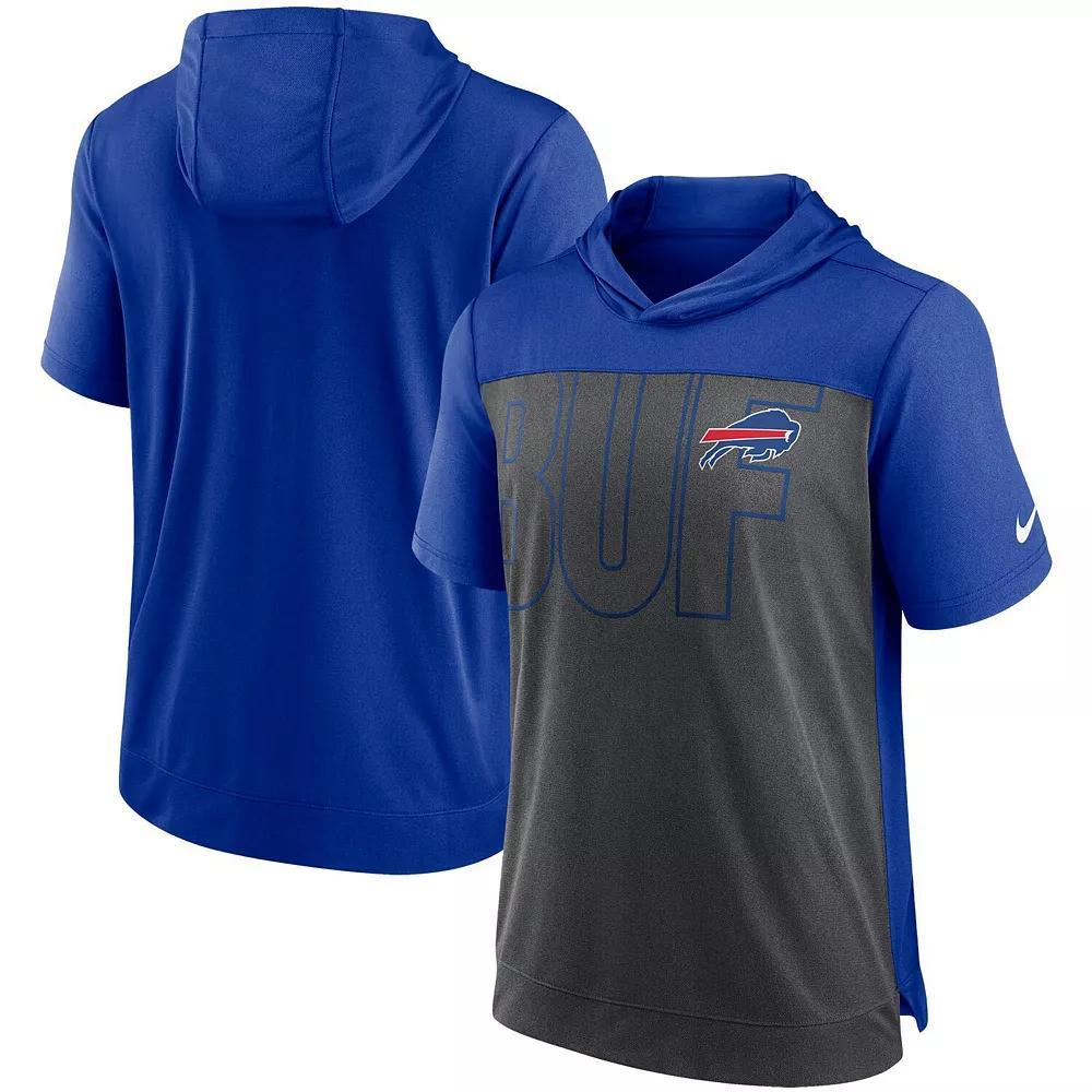 Men's Nike Heathered Charcoal/Royal Buffalo Bills Performance Hoodie T-Shirt, Size: Small Product Image