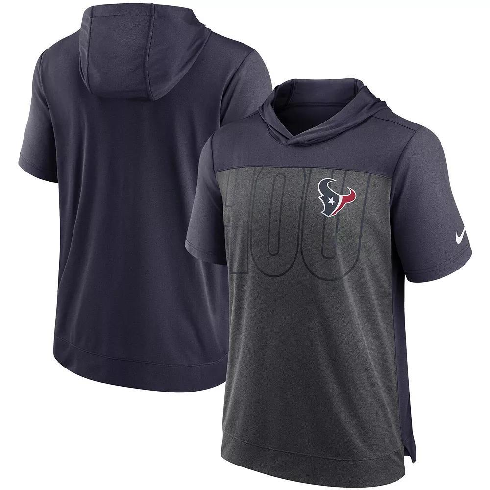 Mens Nike Heathered Charcoal/Navy Houston Texans Performance Hoodie T-Shirt Product Image