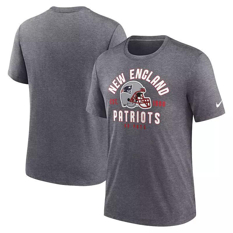 Men's Nike Heather Charcoal New England Patriots Helmet Tri-Blend T-Shirt, Size: Large Product Image