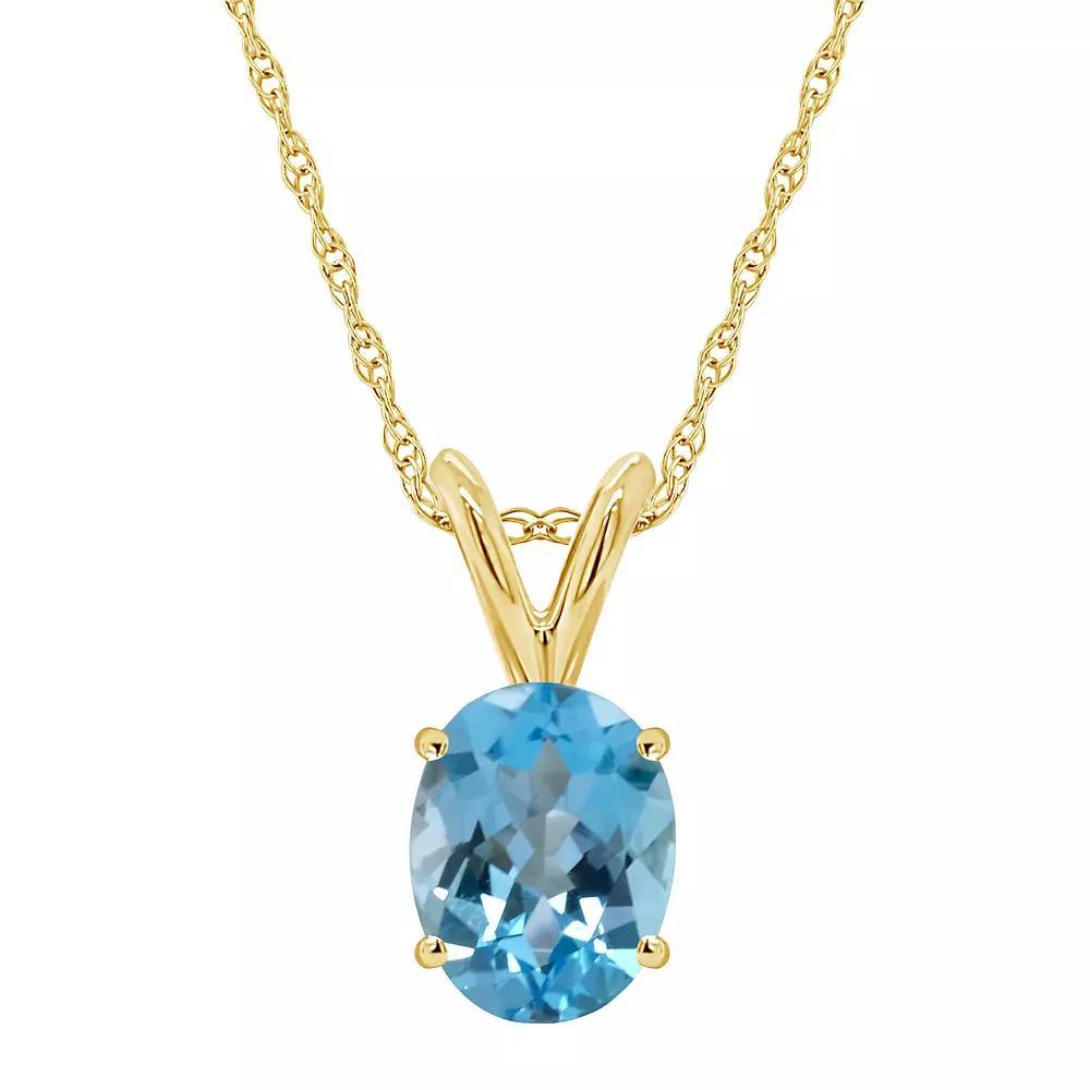 Celebration Gems 14k Gold Gemstone Pendant Necklace, Women's, Size: 18", Blue Topaz Product Image