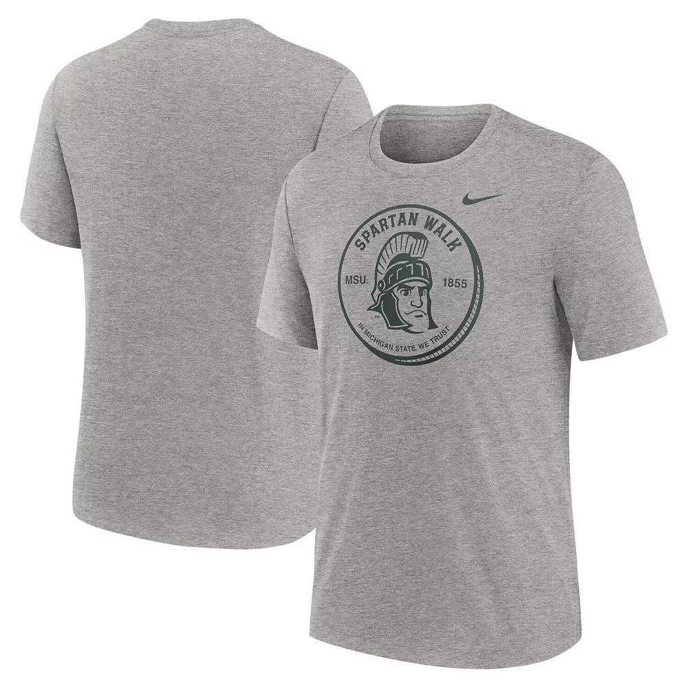 Men's Nike Heather Gray Michigan State Spartans Local Campus Time Honored Tradition Tri-Blend T-Shirt, Size: Medium, Grey Product Image