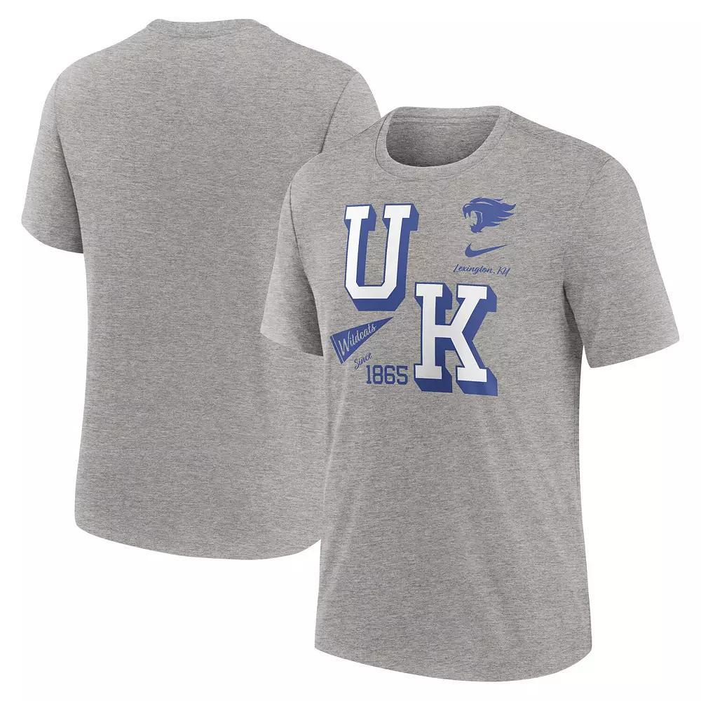 Men's Nike Heather Gray Kentucky Wildcats Blitz Roll Call Tri-Blend T-Shirt, Size: Large, Grey Product Image