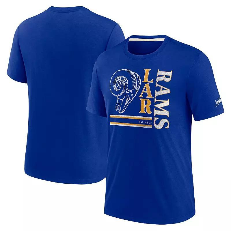Mens Nike Royal Los Angeles Rams Wordmark Logo Tri-Blend T-Shirt Product Image
