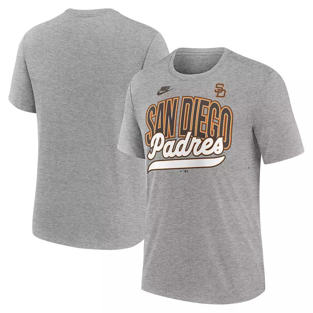 Men's Nike Heather Gray San Diego Padres Cooperstown Collection Retro Tri-Blend T-Shirt, Size: Medium, Grey Product Image