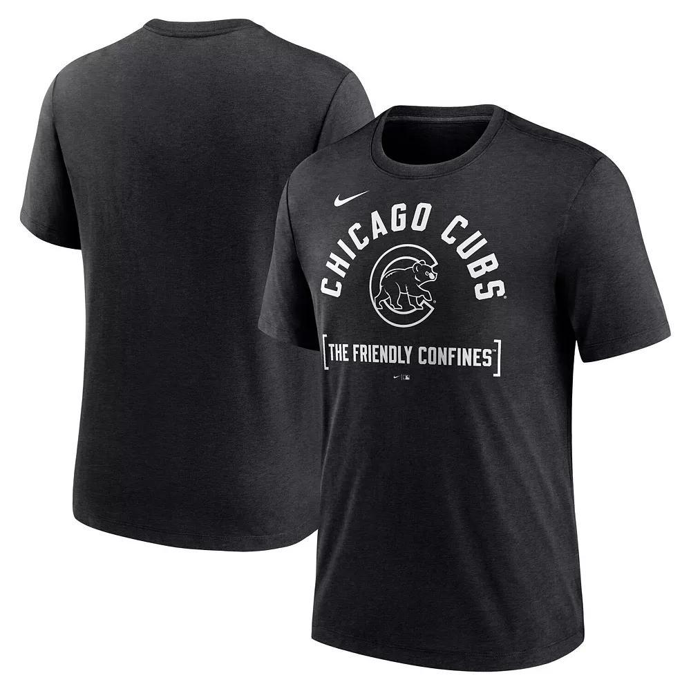 Mens Nike Heather Black Chicago Cubs Swing Big Tri-Blend T-Shirt Product Image