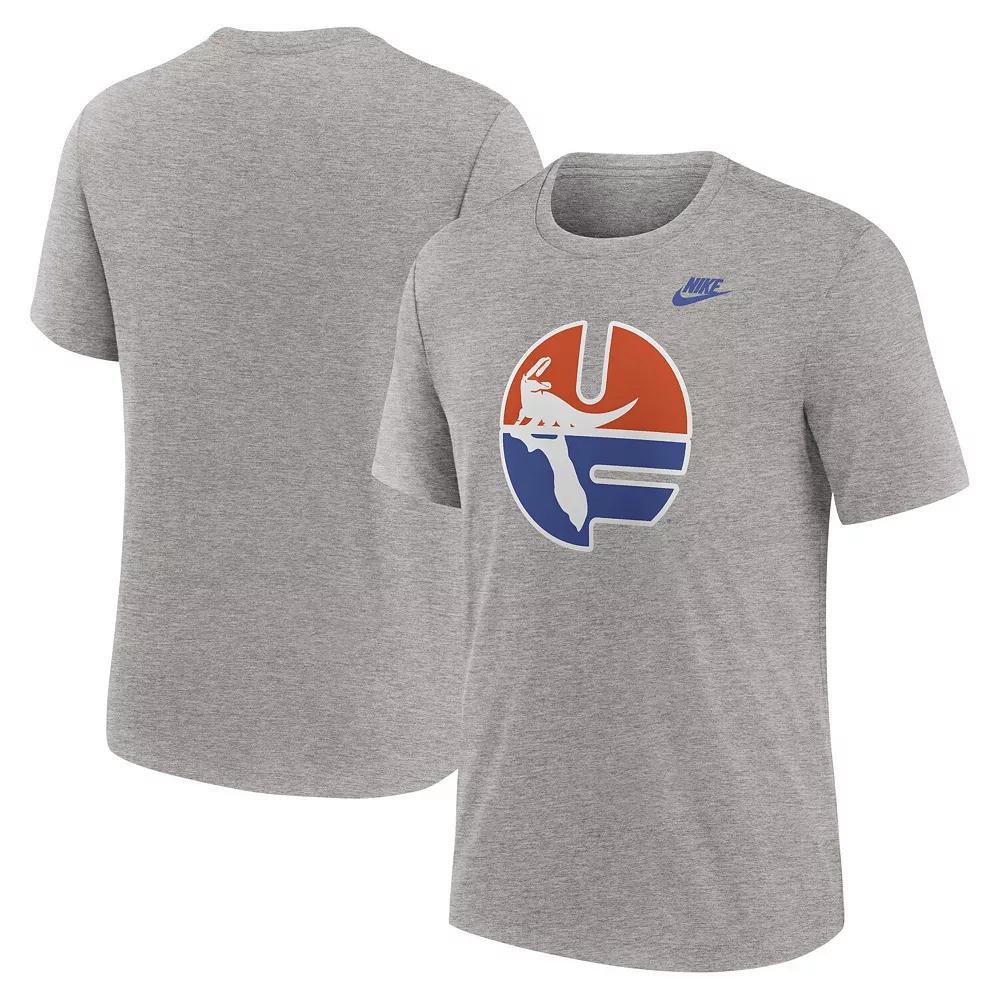 Men's Nike Heather Gray Florida Gators Blitz Evergreen Legacy Primary Tri-Blend T-Shirt, Size: Large, Grey Product Image