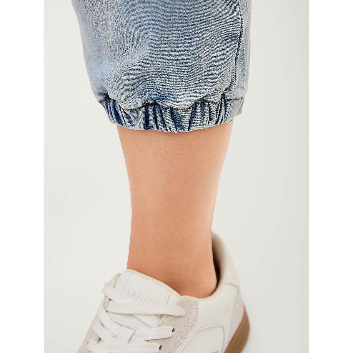 Plus Size Stretchy Waist Boyfriend Jeans Women Midblue Medium stretch Slanted pocket Jeans BloomChic 12/L Product Image