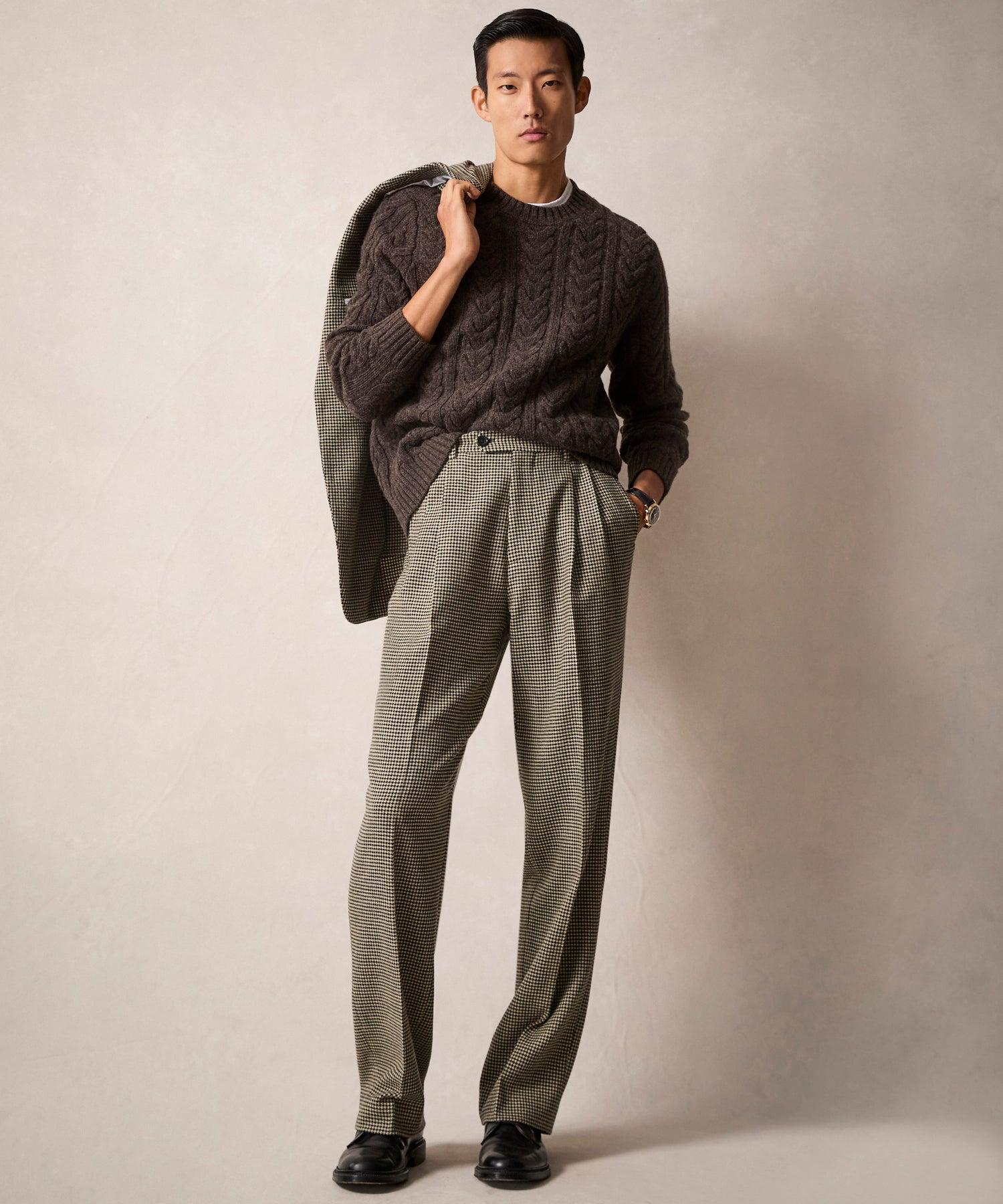 Wool Cable Crewneck Sweater in Bisque Product Image
