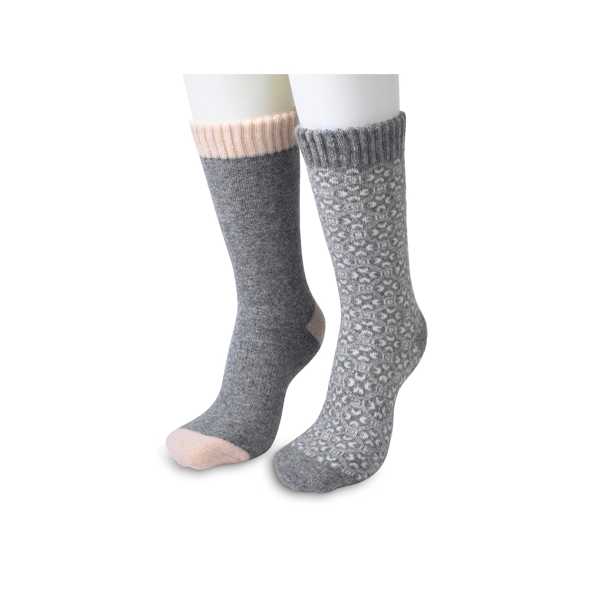Women's GaaHuu 2-Pack Wool Blend Thermal Socks, Gray Allover Nordic Product Image