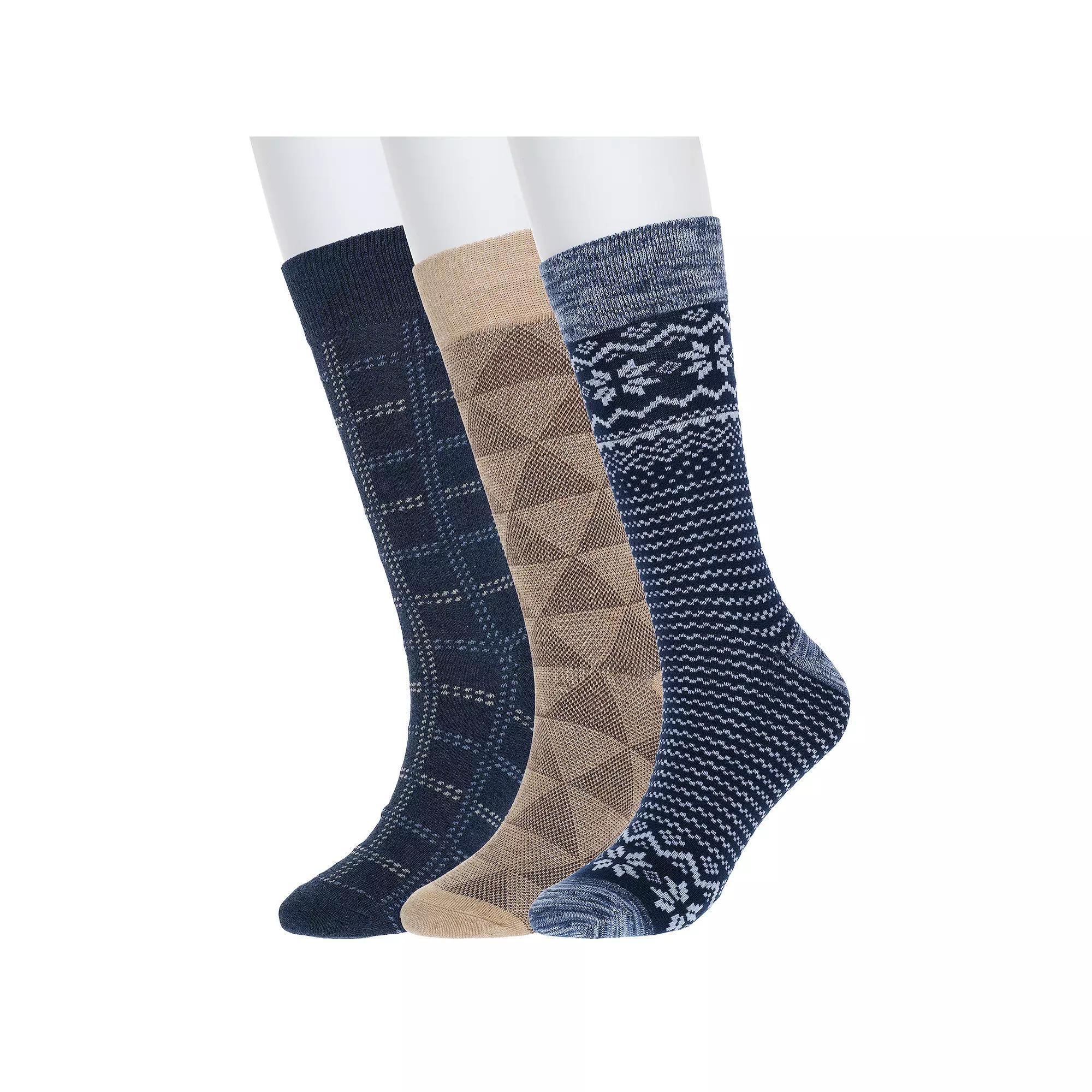 Men's Sonoma Goods For Life® 3-pack Patterned Dress Socks, Blue Fairisle Product Image