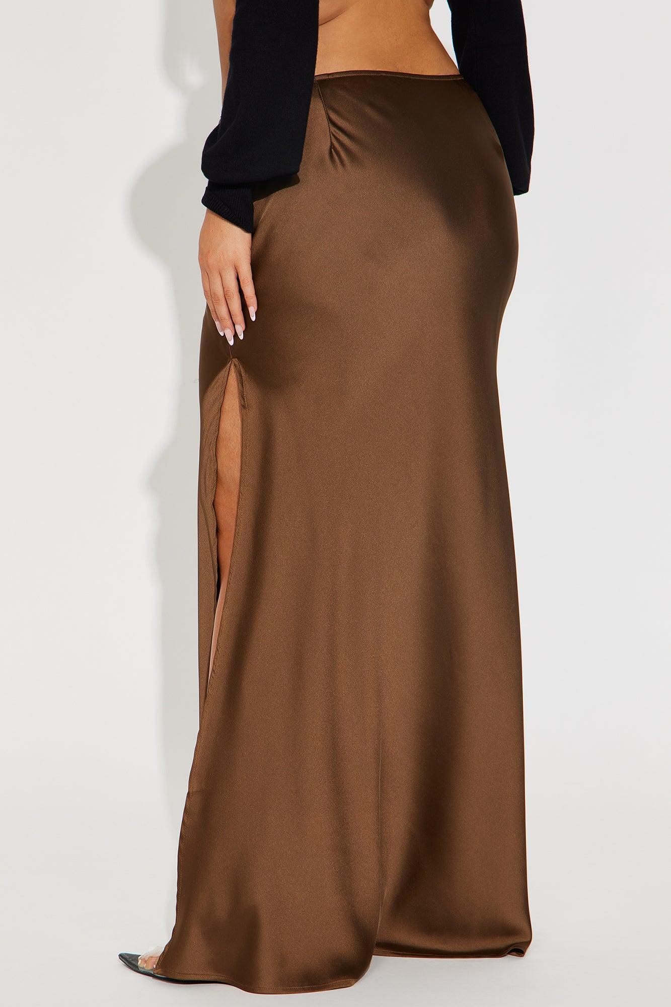 Love Like This Satin Maxi Skirt - Chocolate Product Image