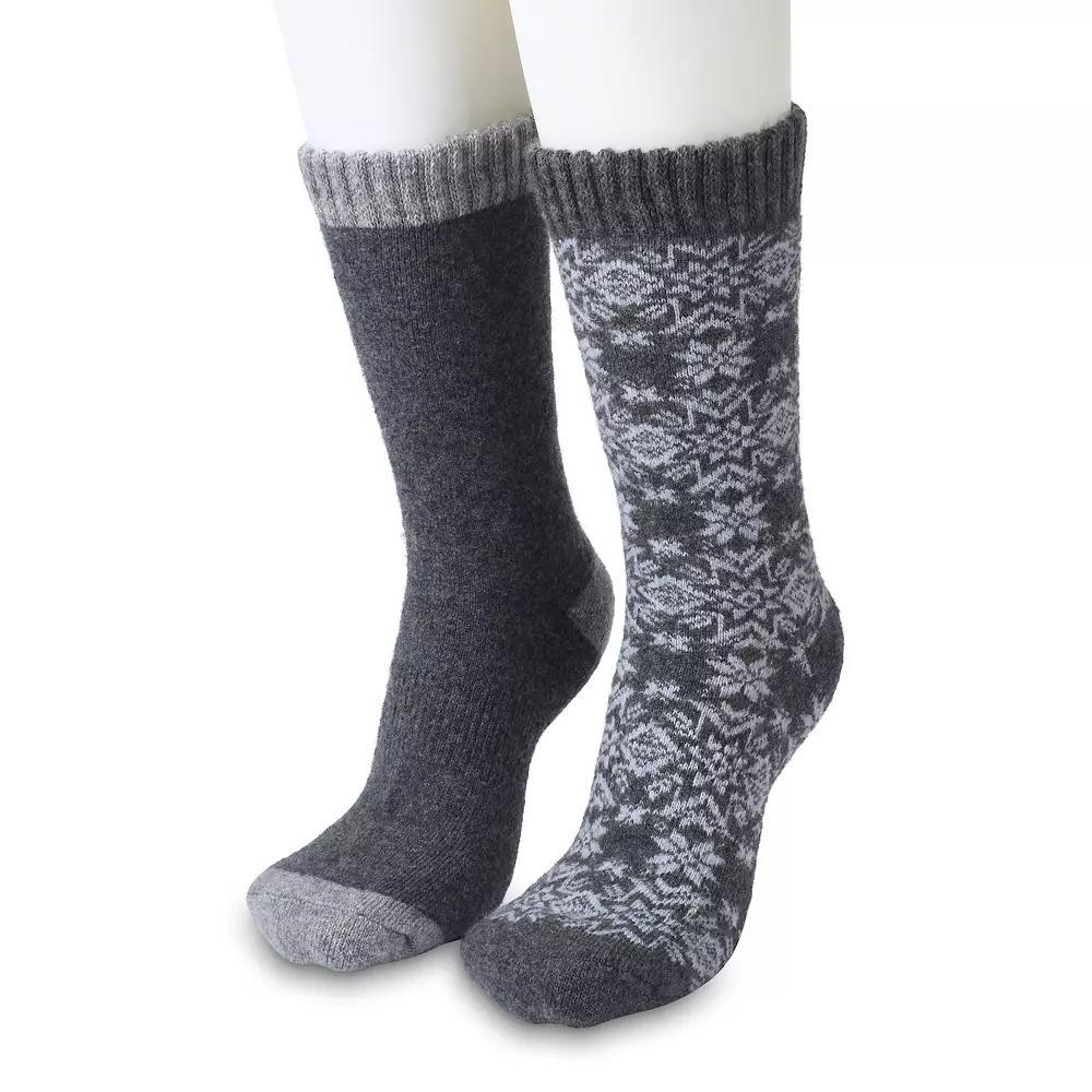 Women's GaaHuu 2-Pack Wool Blend Thermal Socks, Black Vertcial Snowfla Product Image