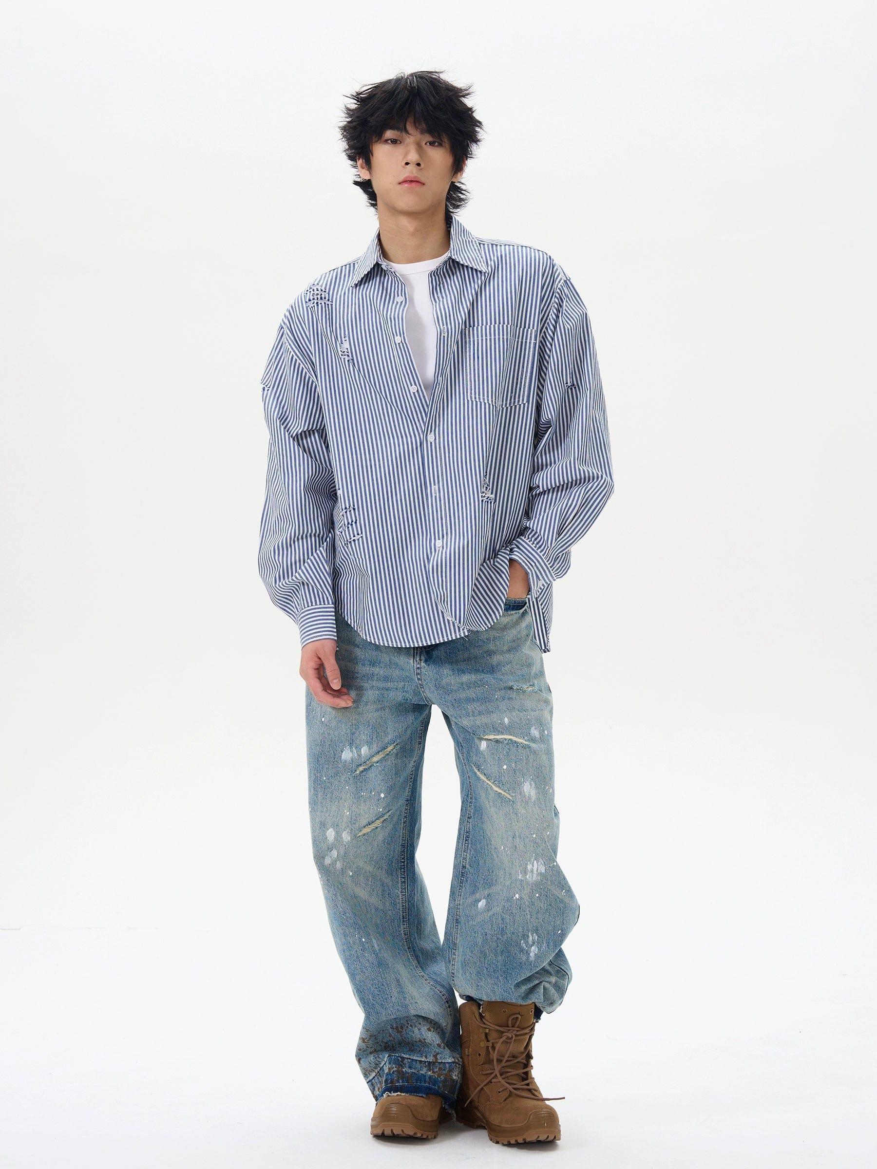 RT No. 12293 DISTRESSED BLUE DENIM JEANS Product Image