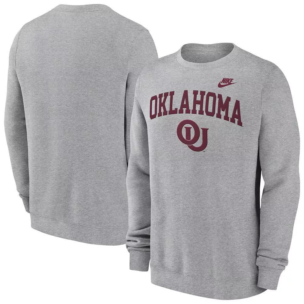Mens Nike Heather Gray Oklahoma Sooners Legacy Classic Tackle Twill EmbroideredArch Over Logo Pullover Sweatshirt Product Image
