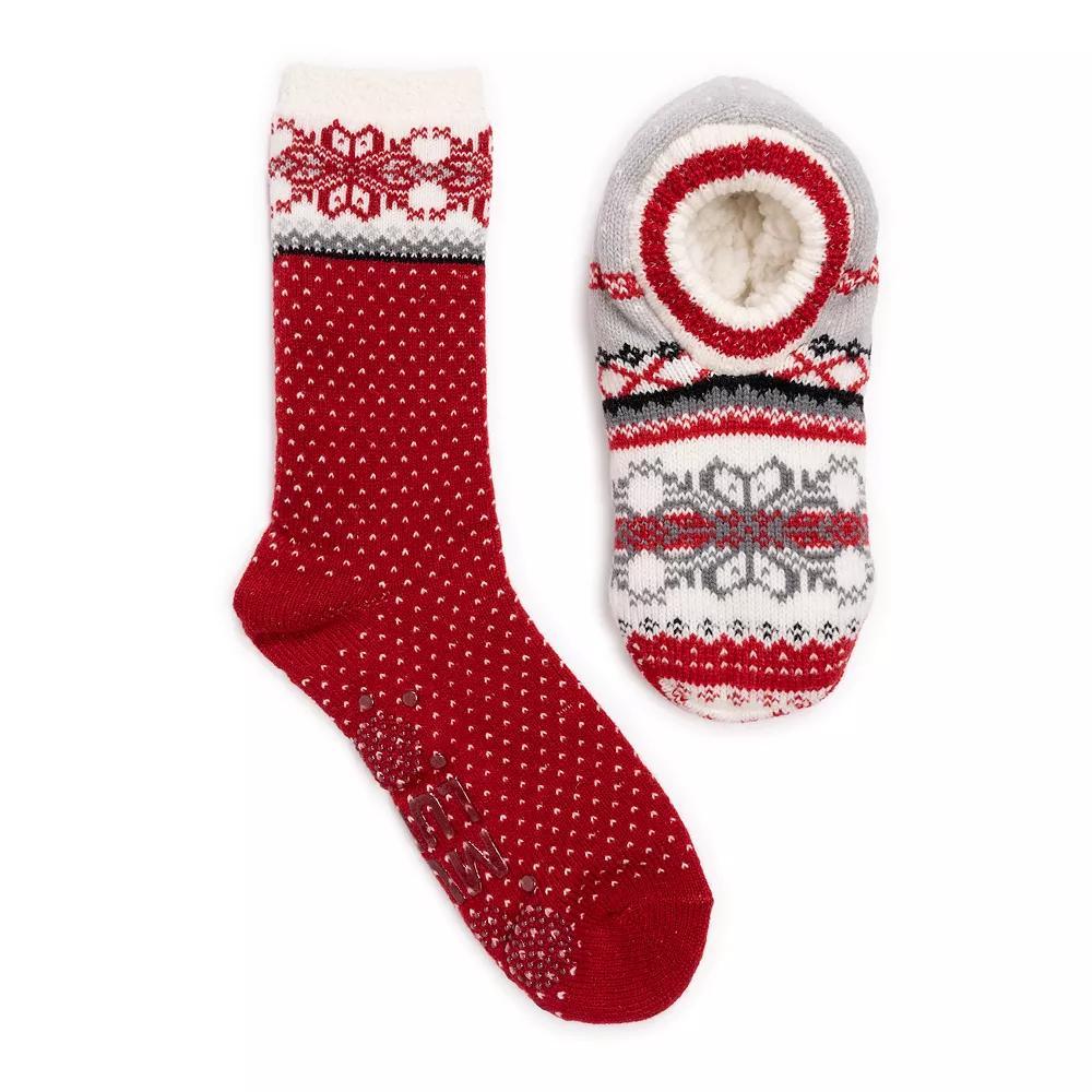 Women's MUK LUKS Ballerina Crew & Bootie Slipper Socks Set, Grey Product Image