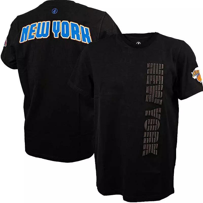 Men's FISLL  Black New York Knicks 3D Puff Print Sliced Logo T-Shirt, Size: Small Product Image
