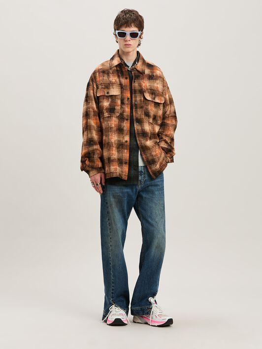 BEAR IN MIND CHECK SHIRT LS ORANGE - BRO Product Image