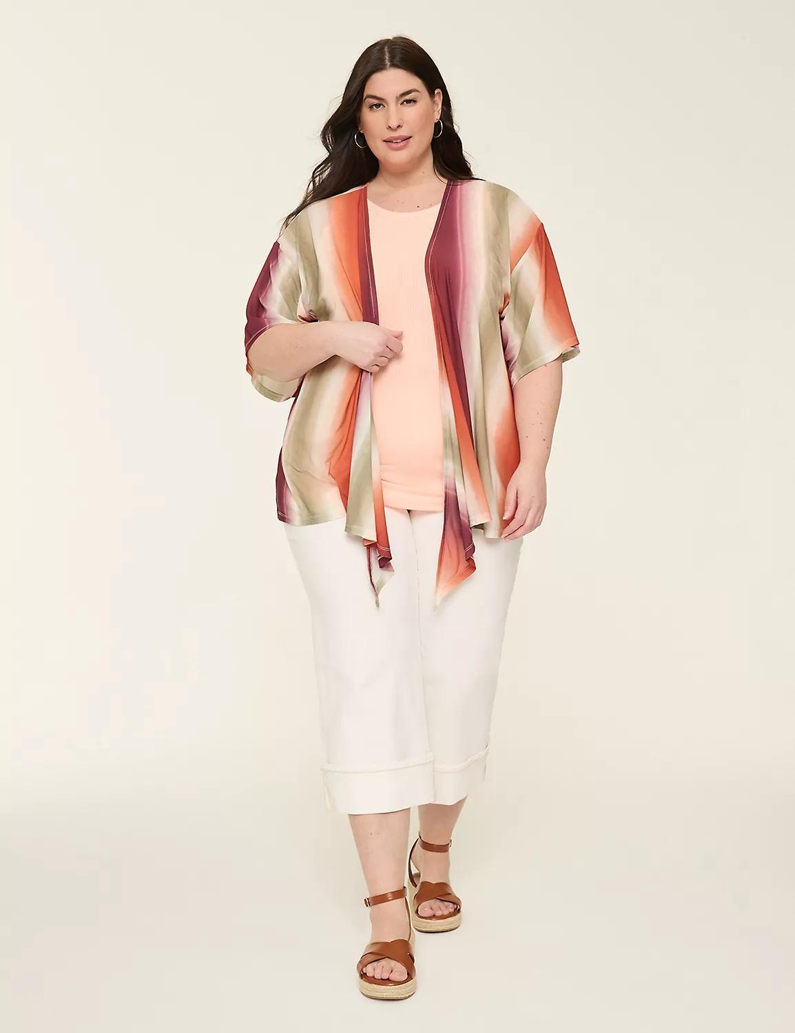 Kimono-Sleeve Tie-Front Mesh Overpiece Product Image