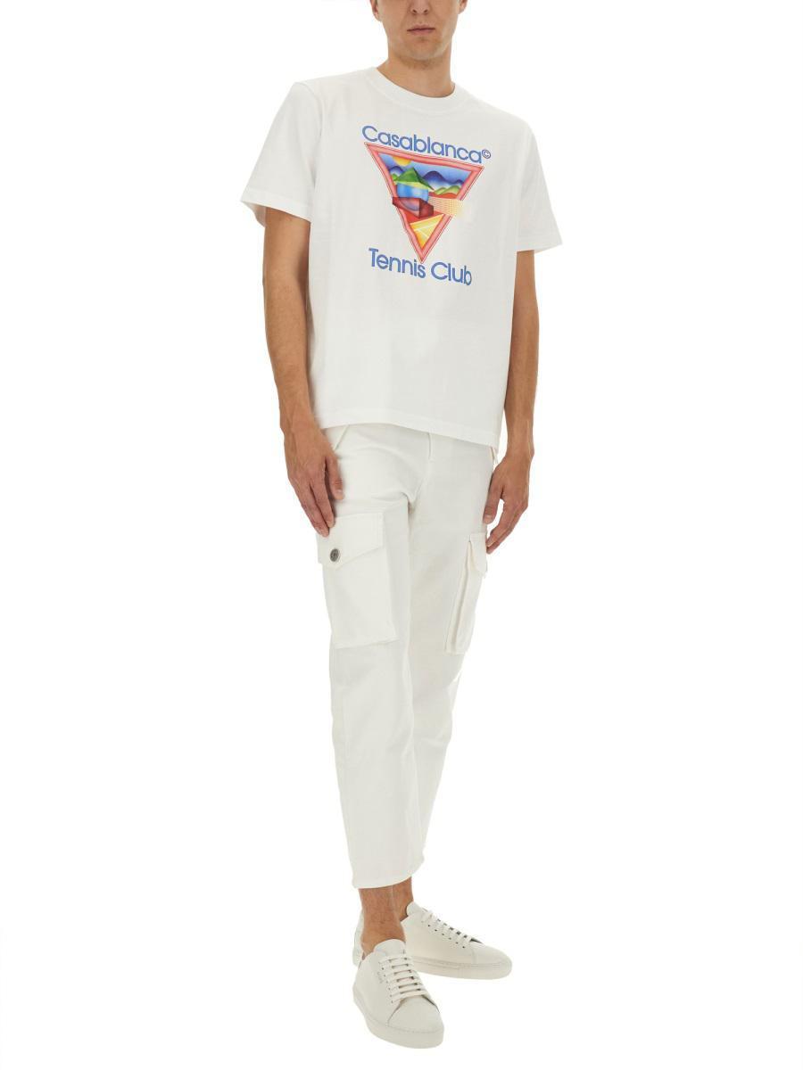CASABLANCA Cotton Crew Neck T-shirt With Graphic Print In White Product Image