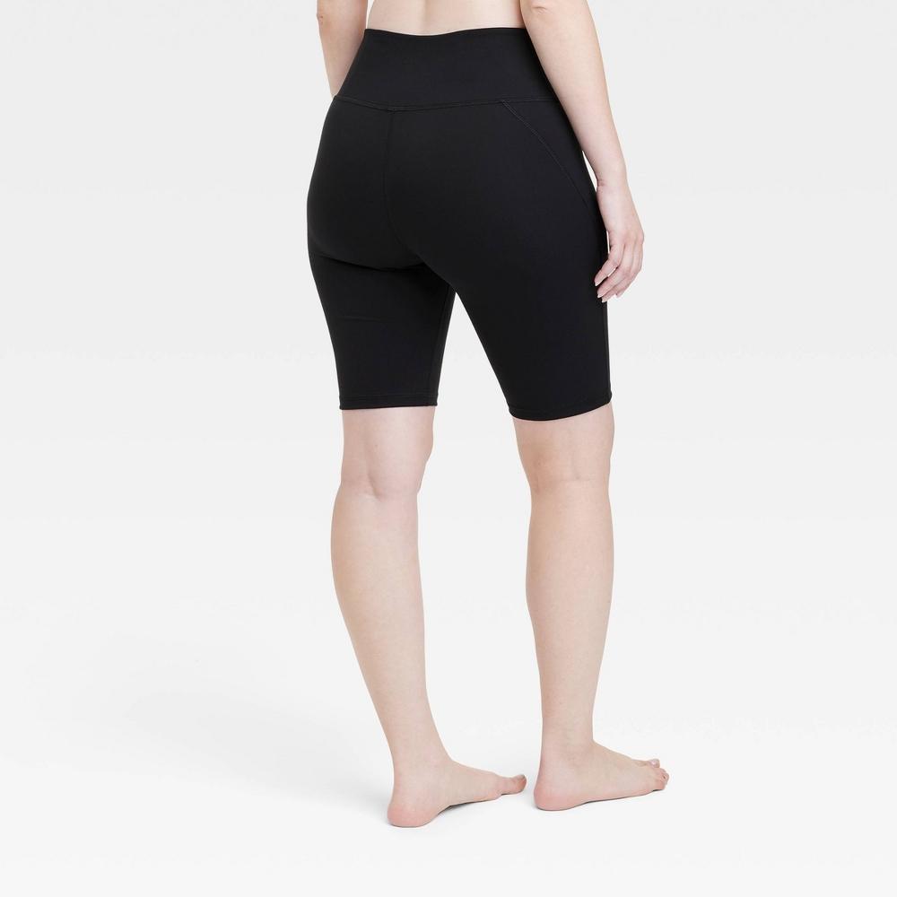 Womens Brushed Sculpt High-Rise Bike Shorts 10 - All In Motion Black XS: Moisture Wicking, Quick Dry, UPF 50+, Hidden Pocket Product Image