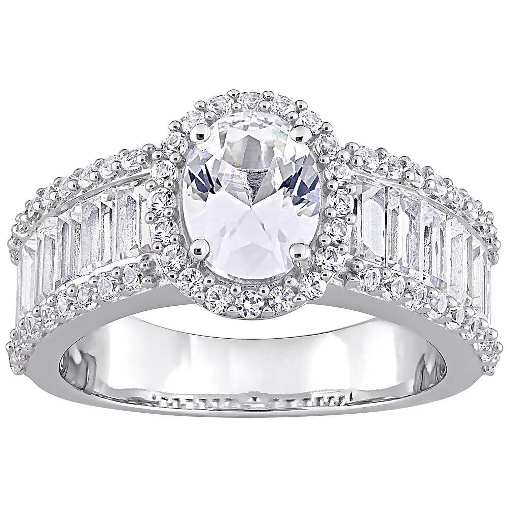 Stella Grace 10k White Gold Lab-Created White Sapphire Oval Engagement Ring, Women's, Size: 8 Product Image