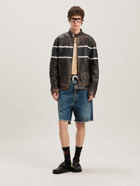 Lasered Curved Logo denim shorts Product Image