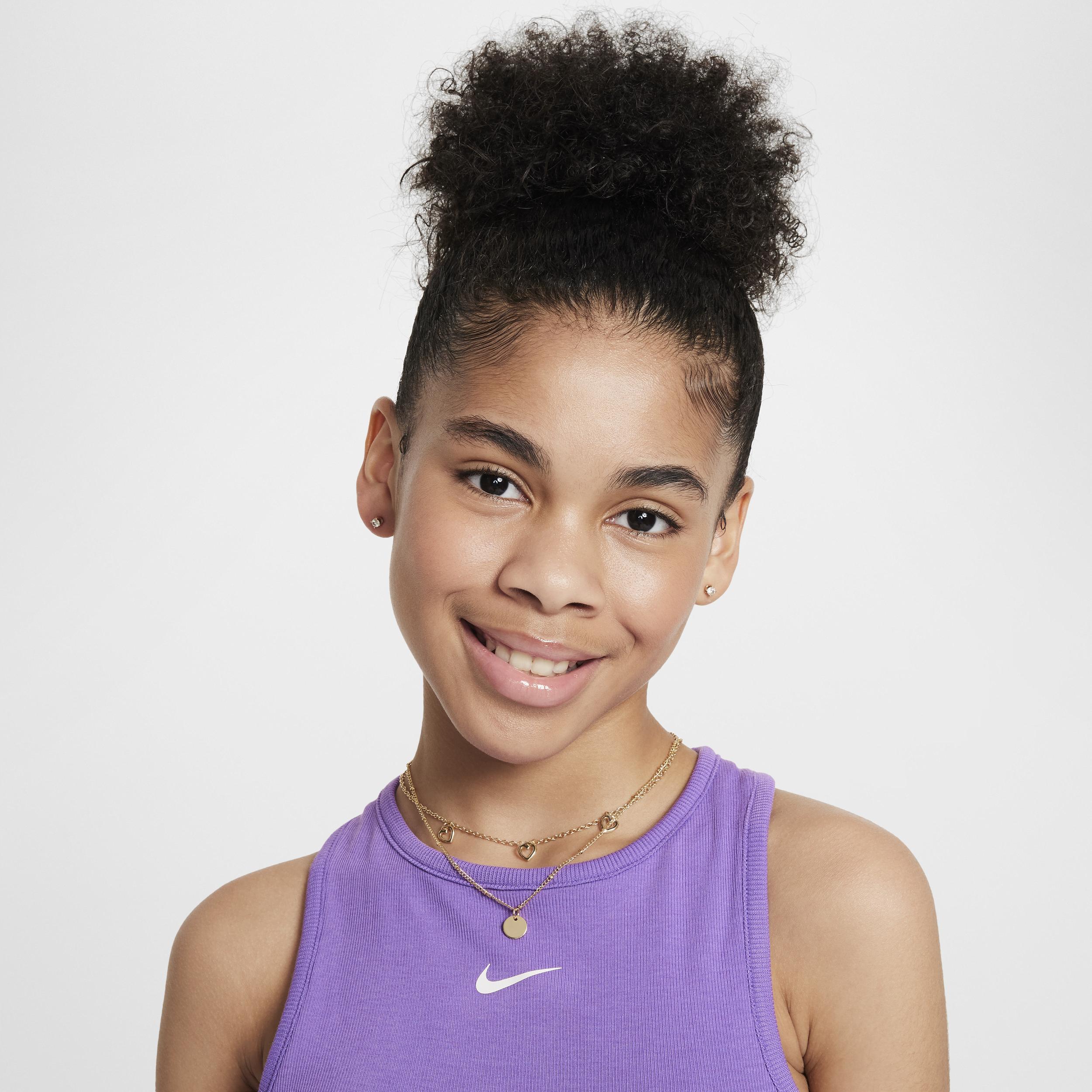 Nike Kids' Sportswear Rib Racerback Tank in Black Raspberry at Nordstrom Product Image