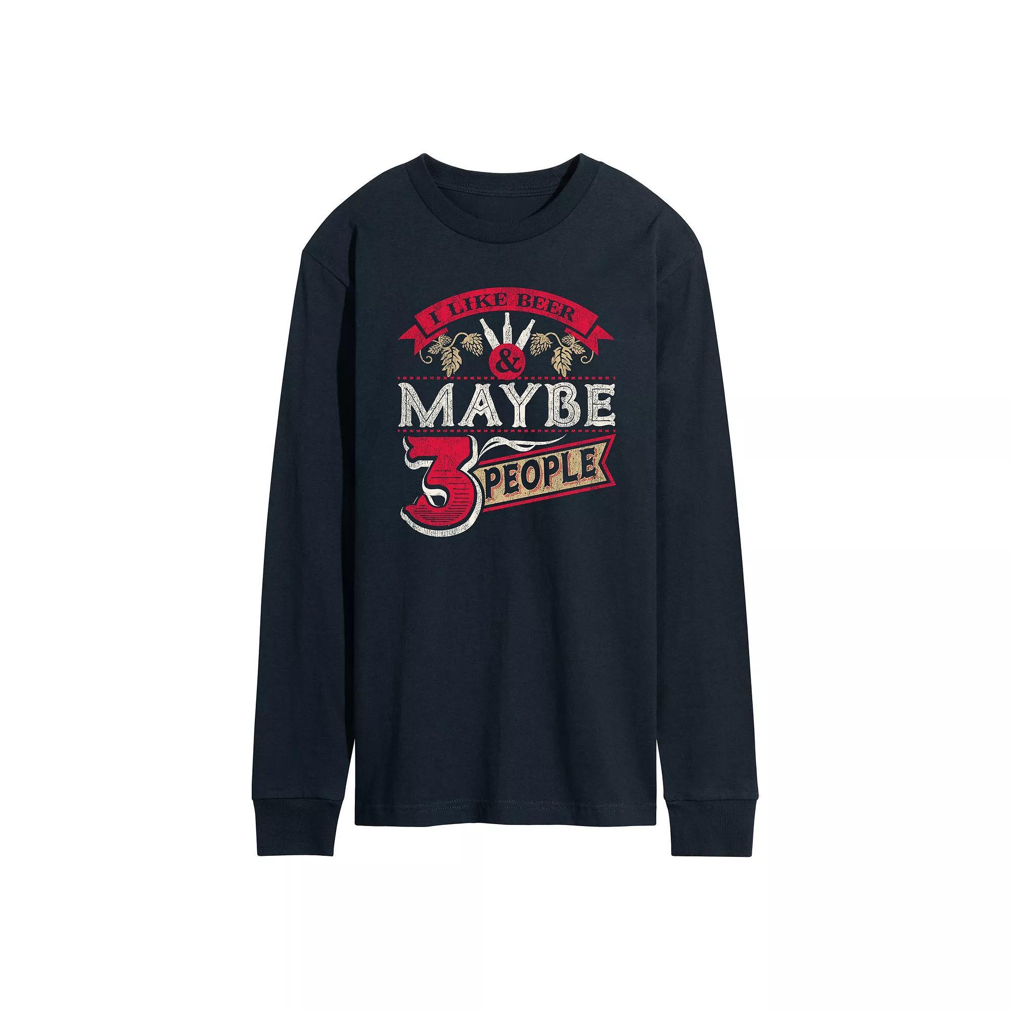 Mens Like Beer and Maybe 3 People Tee Blue Product Image