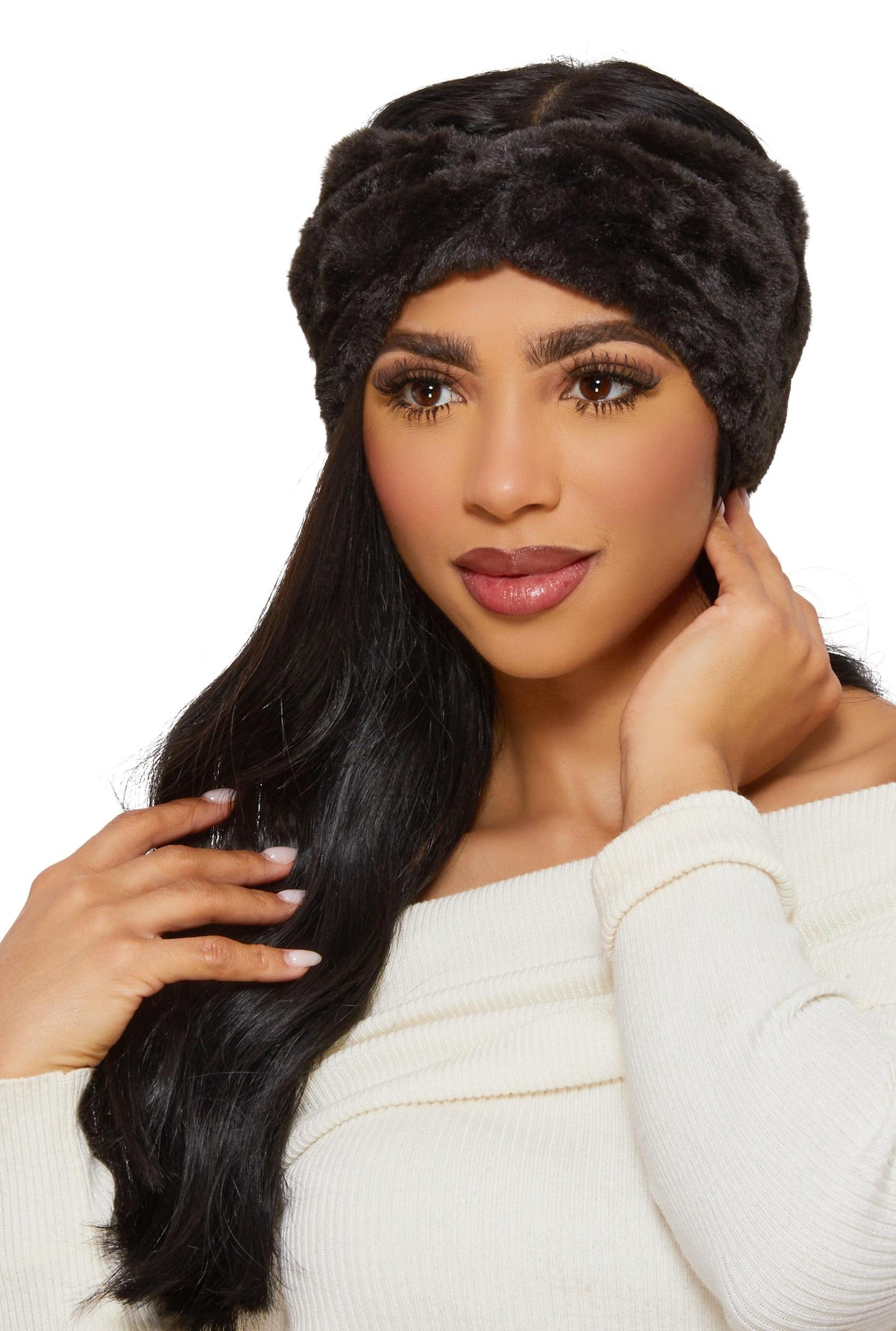 Twist Front Faux Fur Headband Female Product Image