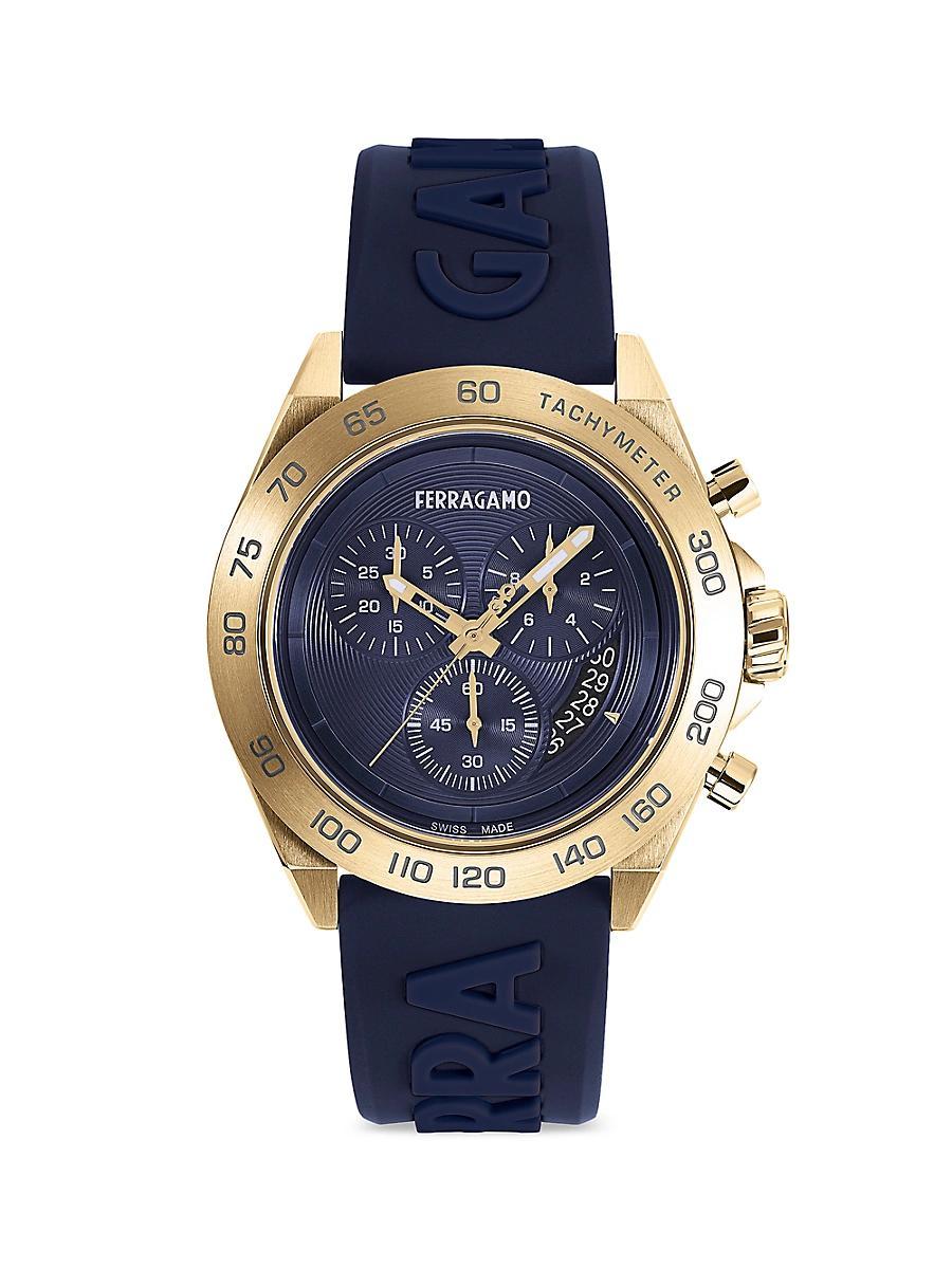 Mens Urban Chrono IP Yellow Gold Case & Silicone Strap Watch Product Image