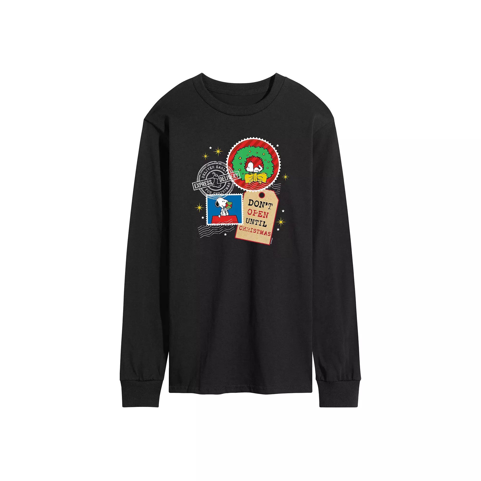 Mens Peanuts Dont Open Until Christmas Long Sleeve Graphic Tee Product Image