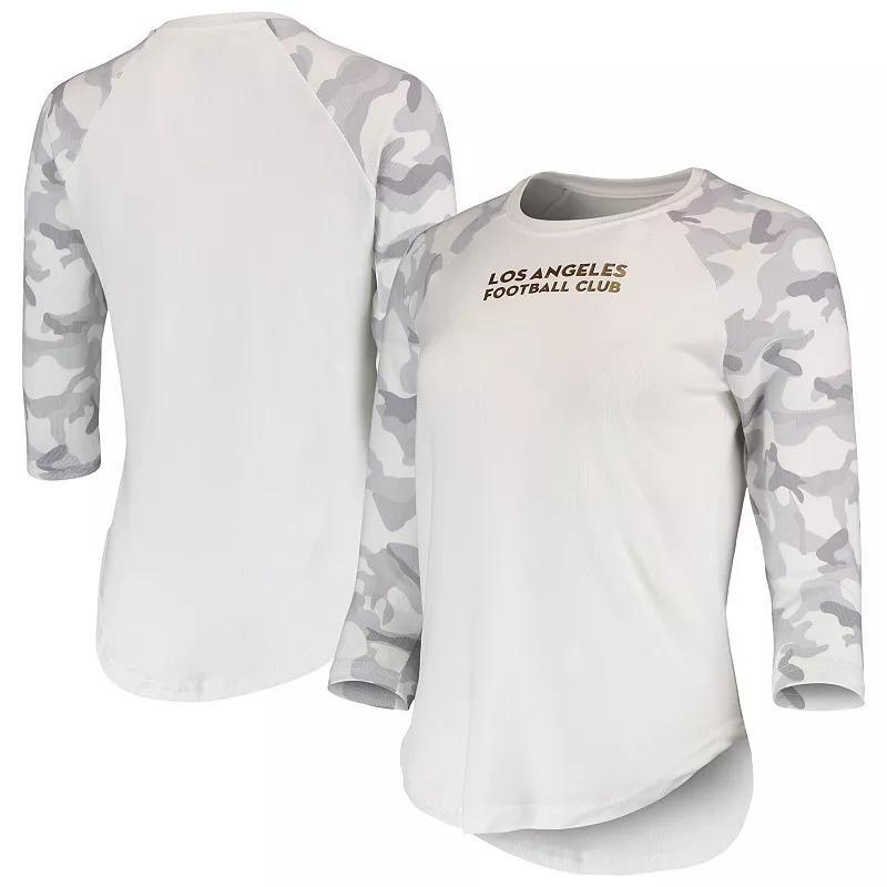Women's Concepts Sport White/Gray LAFC Composite 3/4-Sleeve Raglan Top, Size: Medium, Lfc White Product Image