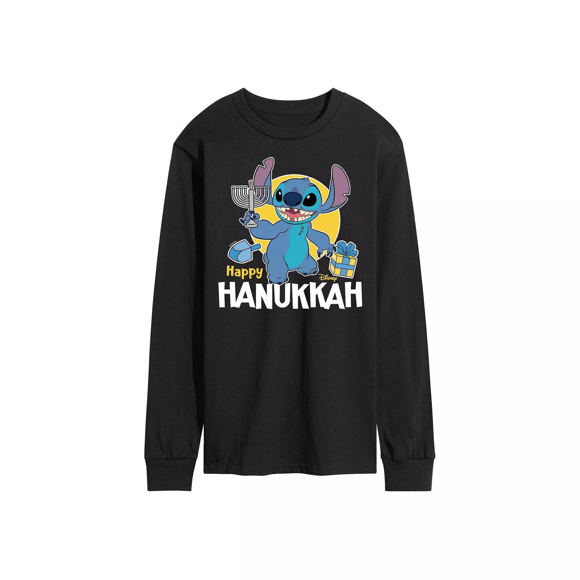Disneys Lilo & Stitch Mens Happy Hanukkah Stitch Long Sleeve Graphic Tee Product Image