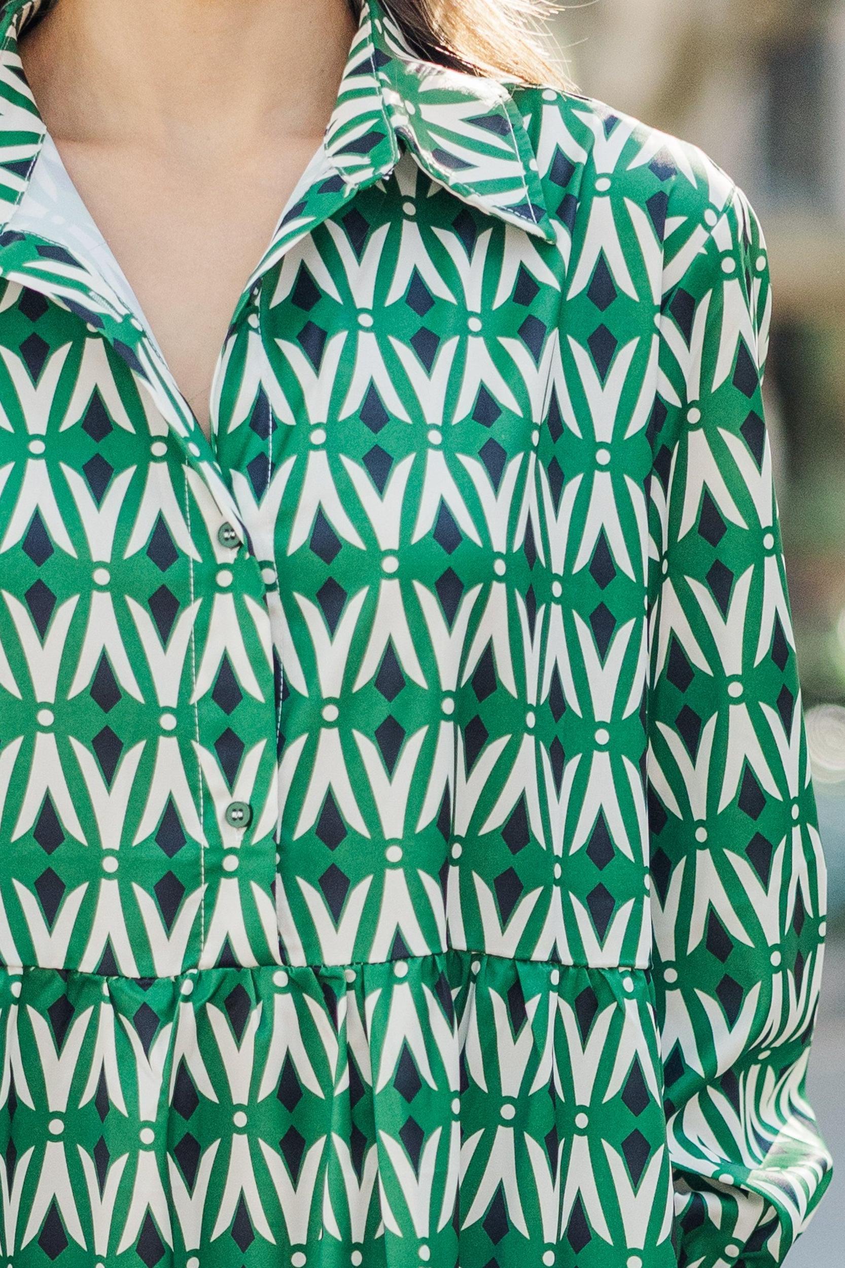 Give Your All Green Abstract Midi Dress Female Product Image