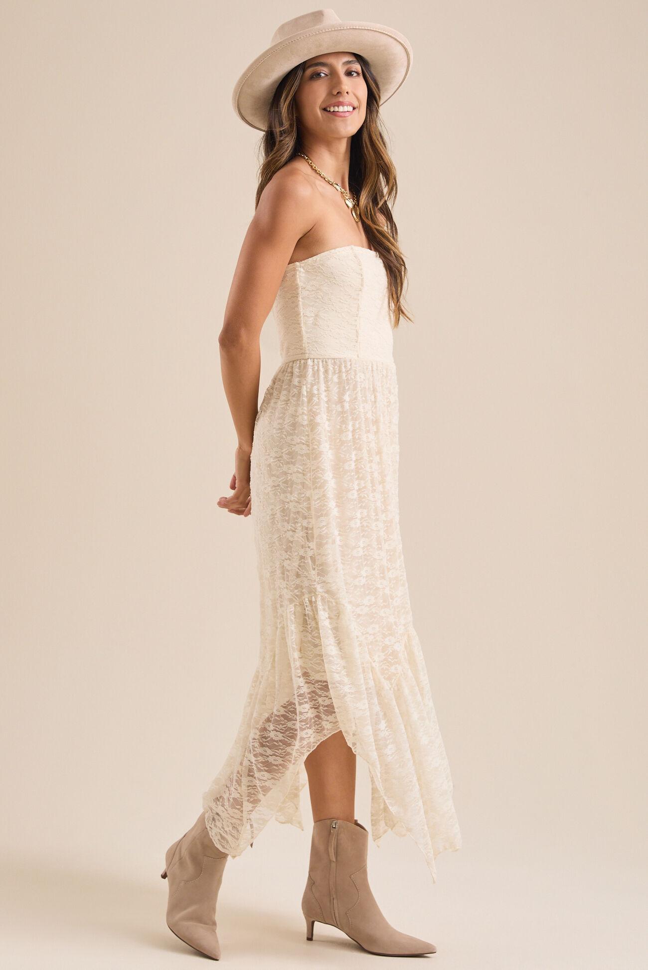 Chloe Lace Strapless Midi Dress Product Image