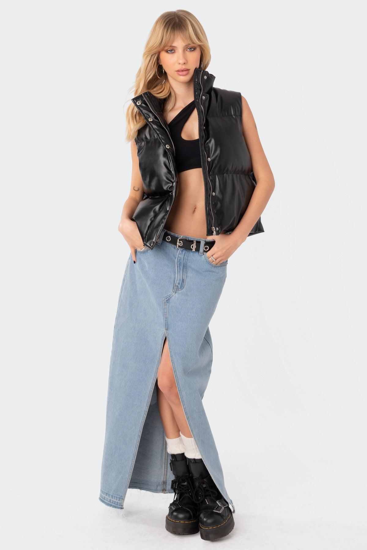 Kade Faux Leather Puffer Vest Product Image