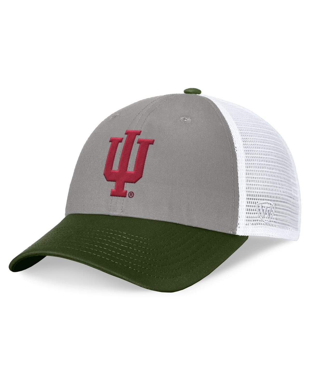 Mens Top of the World Gray/Green Indiana Hoosiers OHT Military Appreciation Badge Trucker Adjustable Hat Product Image