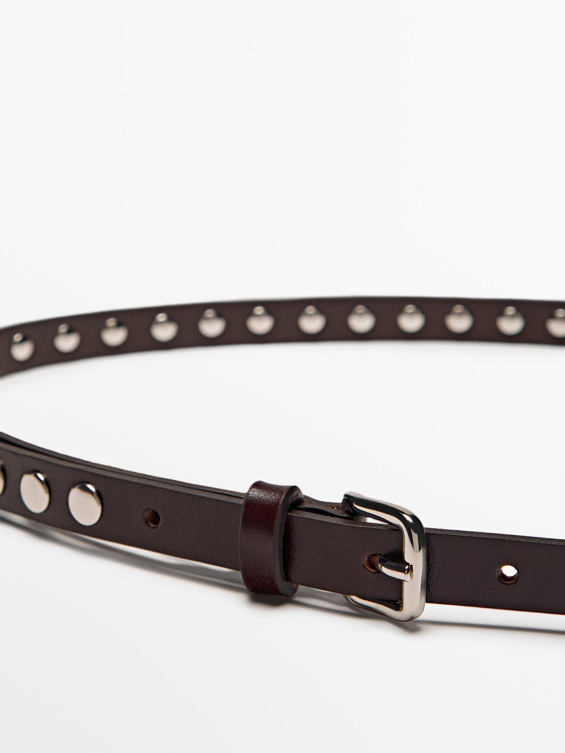 Thin nappa leather belt with studs Product Image