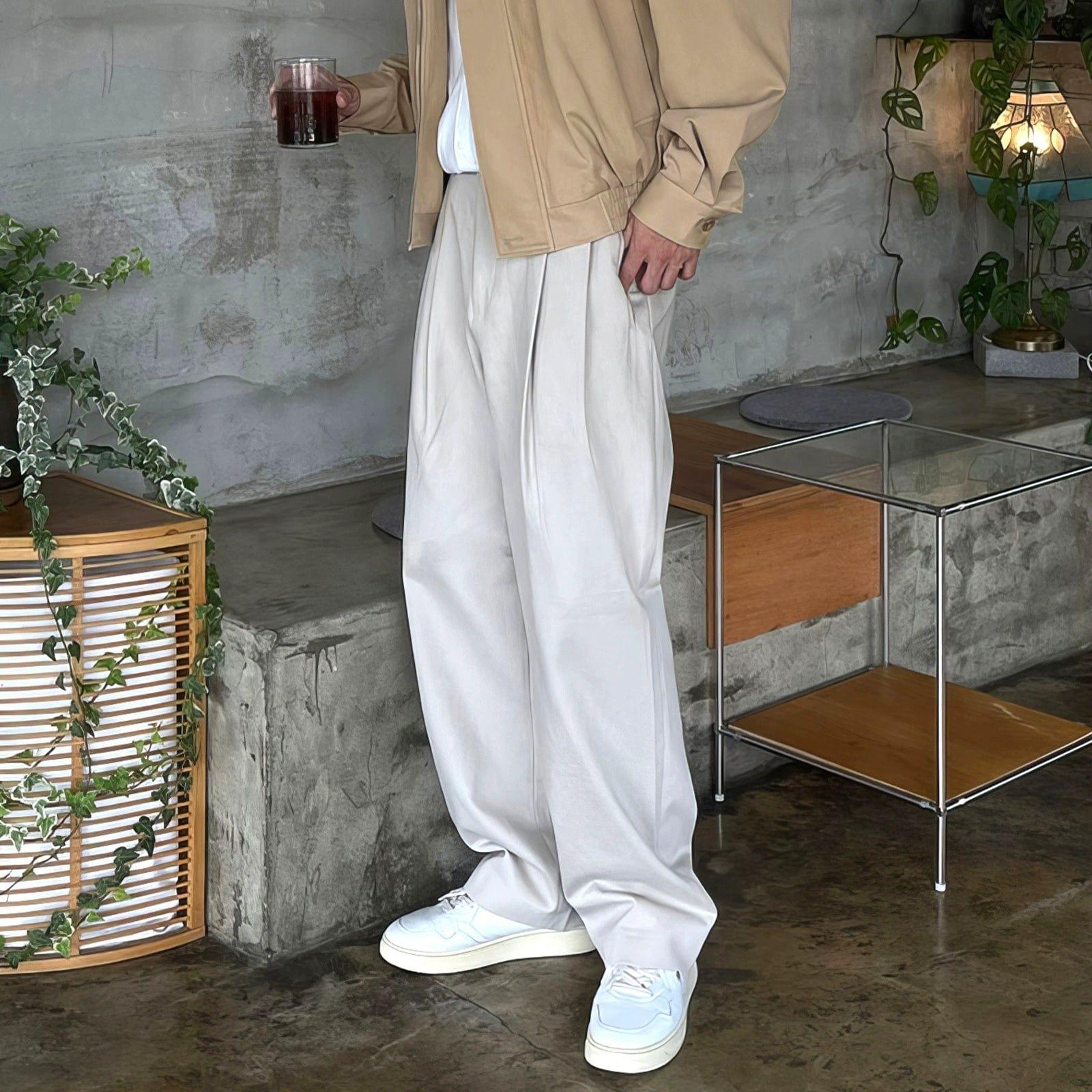 RT No. 10927 FOLDED PLEATED STRAIGHT PANTS Product Image